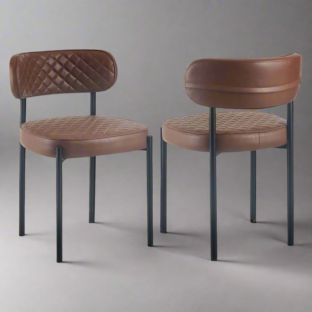 Modern Dining Chairs with Sleek Black Metal Legs Multiple Colours Open back