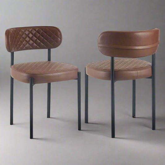Modern Dining Chairs with Sleek Black Metal Legs Multiple Colours Open back