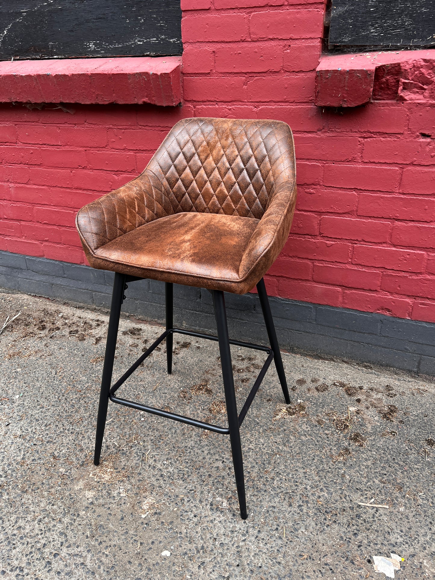 Faux Suede Bar Stools Cafe Pub Brown Bar Stools